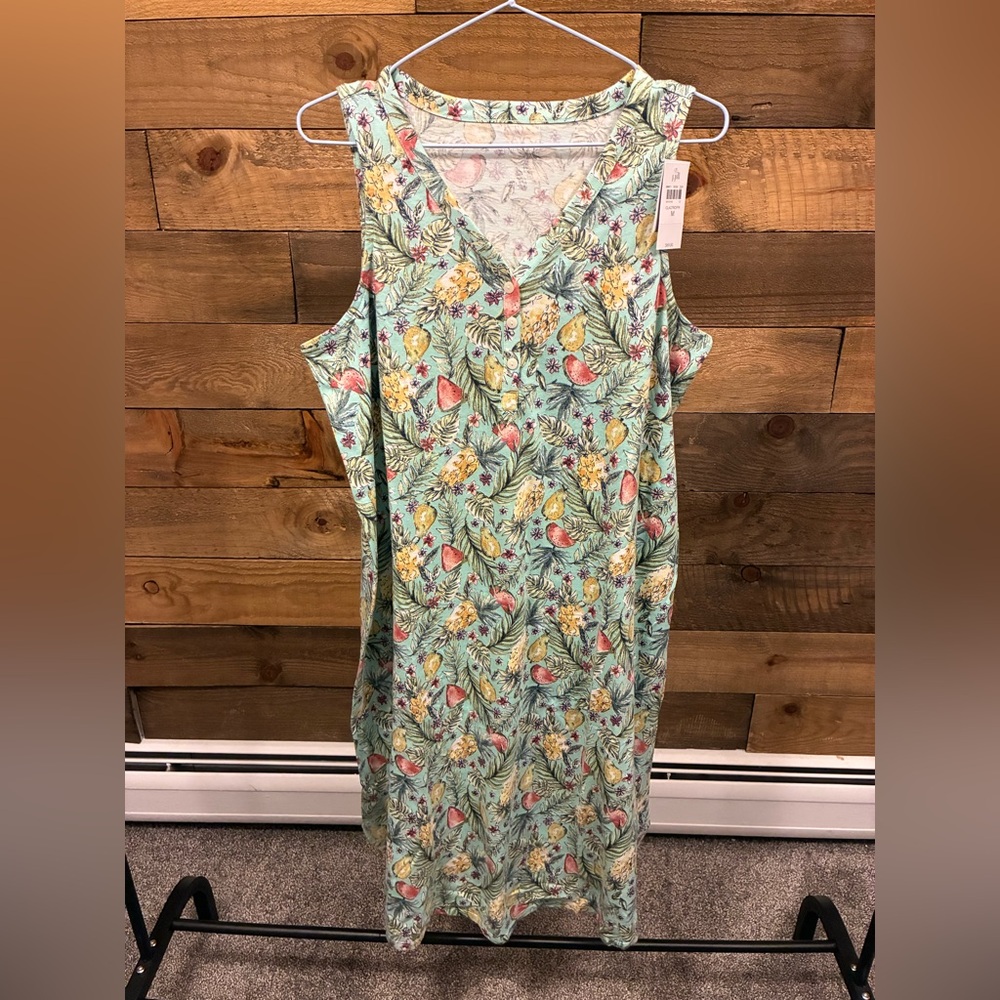J. Jill Tropical Print Sleeveless Midi Dress